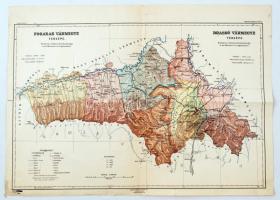 cca 1910 Fogaras- Brassó- vármegye térképe, Kogutowicz, 1:300.000, Magyar Földrajzi Intézet,kissé viseltes állapotban, 33x46cm / Map of fogaras County