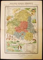 cca 1900 Hatschek Ignác: Szolnok Doboka vármegye közigazgatási térképe. Lithografált, grafikus. / Litho map of a Transylvanian county 27x39 cm