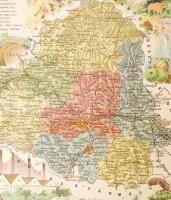 cca 1900 Hatschek Ignác: Szolnok Doboka vármegye közigazgatási térképe. Lithografált, grafikus. / Li...