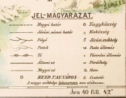 cca 1900 Hatschek Ignác: Szolnok Doboka vármegye közigazgatási térképe. Lithografált, grafikus. / Li...