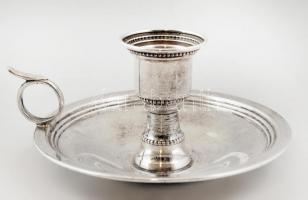 Ezüst kézi gyertyatartó, Ag., nettó: 60gr., jelzett, 5x10cm/Silver Candlestick, Ag, net. 60gr, marked, 5x10cm