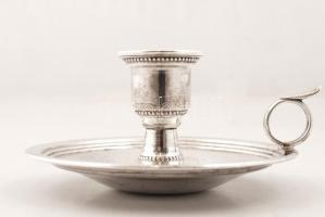 Ezüst kézi gyertyatartó, Ag., nettó: 60gr., jelzett, 5x10cm/Silver Candlestick, Ag, net. 60gr, marke...