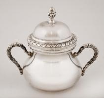 Ezüst fedeles cukortartó, Ag., nettó: 119,7gr., jelzett, 9x7cm/ Silver sugar bowl with lid, Ag, net. 119,7gr, marked, 9x7cm