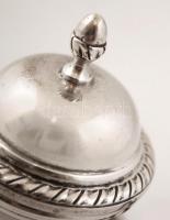 Ezüst fedeles cukortartó, Ag., nettó: 119,7gr., jelzett, 9x7cm/ Silver sugar bowl with lid, Ag, net....