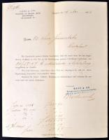 1876 Mechwart András (1834-1907) gépészmérnök német nyelvű levele a Budai Villamosközlekedési Vállalat (Ofner Straßenbahn Gesellschaft) igazgatóságához, autográf aláírásával
