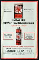 cca 1940 Titán habbal oltó tűzoltókészülék reklám nyomtatványa, kis szakadásokkal, 21x13cm