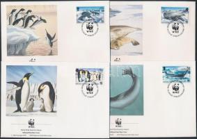 WWF: Seals and penguins 4 FDC, WWF: Fókák és pingvinek 4 db FDC