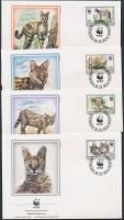 WWF: Szervál sor 4 db FDC-n, WWF: Serval set on 4 FDC