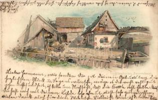 Voigtländsiches Bauernhaus / German farm house from Voigtland, Meissner & Buch Künstler-Postkarten Serie 1060. litho s: A. Enders