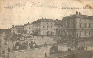 Krakow, Dworzec kolejowy, Bahnhof / railway station, tram