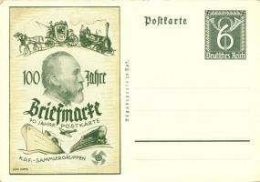100 Jahre Briefmarke, 70 Jahre Postkarte; K. D. F. Sammlergruppen / anniversary of stamps and postcards in Germany, 6 Rpf. Ga. s: Rudi Hoppe
