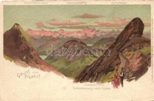 Mount Pilatus, Kunstanstalt Frey & Sohne litho (EK)