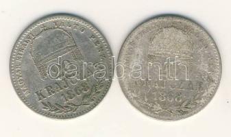 1868KB 20kr Ag (2x) "Magy.kir. váltó" T:3/4