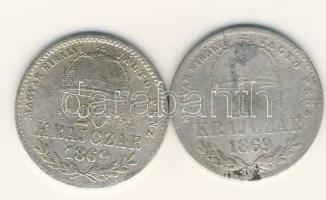 1869KB 20kr Ag (2x) "Magy.kir. váltó" T:3/4