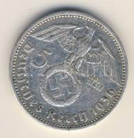 Német Birodalom 1936A 5M Ag "Hindenburg nagyalakú h.k.-tel" T:2/3 pici ph