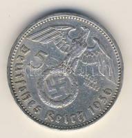 Német Birodalom 1936A 5M Ag "Hindenburg nagyalakú h.k.-tel" T:2/3 pici ph