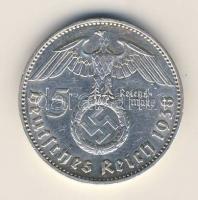 Német Birodalom 1938J 5M Ag "Hindenburg nagyalakú h.k.-tel" T:2/3