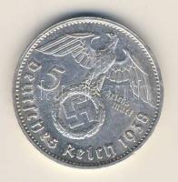 Német Birodalom 1938J 5M Ag "Hindenburg nagyalakú h.k.-tel" T:2/3