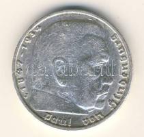 Német Birodalom 1938J 5M Ag "Hindenburg nagyalakú h.k.-tel" T:2/3