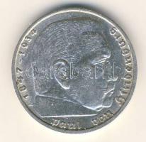 Német Birodalom 1938A 5M Ag "Hindenburg nagyalakú h.k.-tel" T:2/3