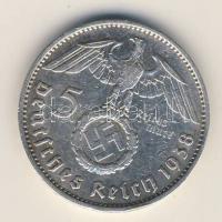 Német Birodalom 1938E 5M Ag "Hindenburg nagyalakú h.k.-tel" T:2/3