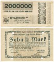 Német Birodalom/szükségpénzek 1918. Altona 20M 4-es lyukasztással T:II + 1923. Weimar 2000.000M T:II
