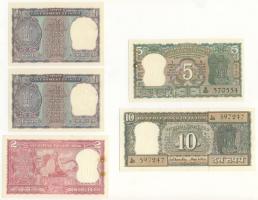 India/Government 1969. 2R (2x) egymásutáni sorszámmal + Reserve Bank 1969. 2R,5R,20R T:I