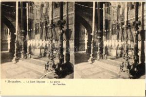 Jerusalem, Le Saint Sépulcre, La pierre de lonction / The Holy Sepulcher, Stone of the Anointing, interior, stereo postcard