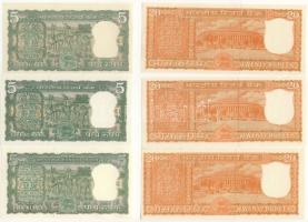 India/Reserve Bank II. széria 2R (5klf), 5R (3x, 2klf), 10R (5klf), 20R (3x), 100R (2klf) T:I