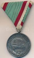 1929. "Magyar Háborús Emlékérem kardokkal, sisakkal" ezüstözött Br kitüntetés peremen "BRONZ" jelzéssel, mellszalaggal T:2 Hungary 1929. "Hungarian Commemorative War Medal with swords and a helmet" silver plated Br decoration with ribbon, "BRONZ" hallmark on the edge C:XF NMK 418.