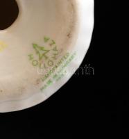 Hollóházi tétel: 3 db, mini váza virágokkal, népviseletes lány, jelzettek, hibátlanok