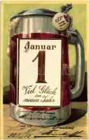 New Year, beer mug, Emb. litho (Rb)