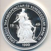 Kósa István (1953-) 1999. "50 éves az OTP Bank Rt." Ag emlékérem tanúsítvánnyal, eredeti d...