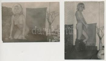 cca 1960-1970 Amatőr erotikus fotók, 8 db, 9x6 cm / 8 erotic photos, 9x6 cm