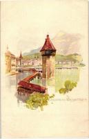Lucerne, Luzern; Wasserthurm / water tower, Vouga & Cie No. 21. litho