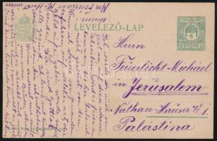1915 Feuerlicht Mór.rabbi és héber nyelvész saját kézzel írt levele rokonának Jeruzsálembe / Autograph written letter