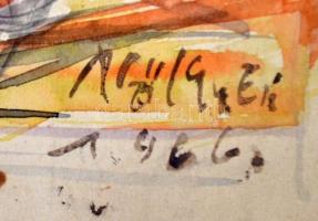 Tóth Ernő (1949-): Család 1966. Akvarell, papír, jelzett, 33×24 cm