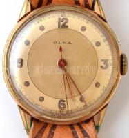 Olma mechanikus svájci karóra működő állapotban, bőr szíjjal