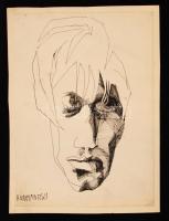 Hornyánszky Gyula (1924-1995): Andy Warhol. Tus, papír, jelzett, 24×17 cm