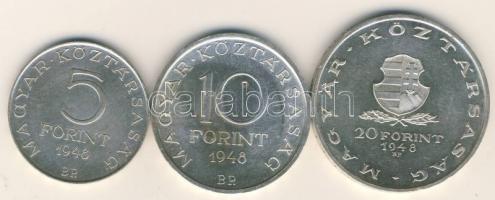 1948. 5Ft Ag + 10Ft Ag + 20Ft Ag "Szabadságharc" sor T:1,1/2