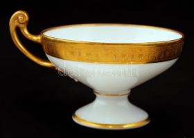 6 db díszes, aranyozott Bohemia porcelán csésze, jelzett, nagyon apró kopásnyomokkal, d: 10 cm