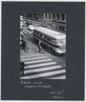 cca 1964-1965 Budapest, Blaha Lujza tér, kereszteződés, kartonra kasírozott, feliratozott fotó, 123x9 cm