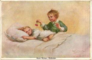 Guten Morgen Brüderchen / Children, Primus-Postkarte Wohlgemuth & LissnerNo. 1122. s: Wally Fialkowska