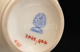 Herendi narancs Apponyi mintás váza, kézzel festett, jelzett, nagyon apró kopásnyomokkal, m: 15 cm