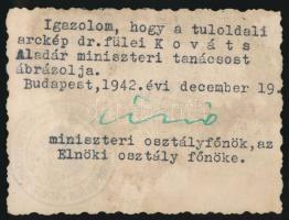 1942 Belügyminisztériumi államtitkárság sírendezvénye, Déván fotó, feliratozva, hozzácsatolva Kováts...