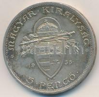 1938. 5P Ag "Szent István" T:2 patina, apró ph.
Adamo P8.1