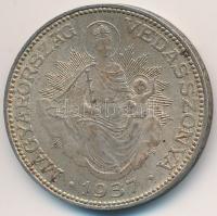 1937. 2P Ag "Madonna" T:2- patina Adamo P7