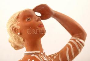 Kovács Margit (1902-1977): Esőleső. Festett mázas terrakotta, jelzett, hibátlan, m:37 cm