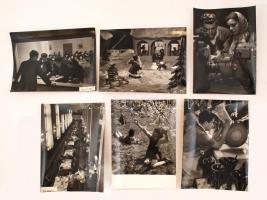 Sziklai Dezső(1910-1997): Szocreál életképek, 6 db jelzett, feliratozott fotó, 24x18 cm