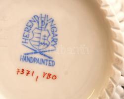 Herendi Viktória mintás fonott kosár, kézzel festett, jelzett, hibátlan, d: 13 cm